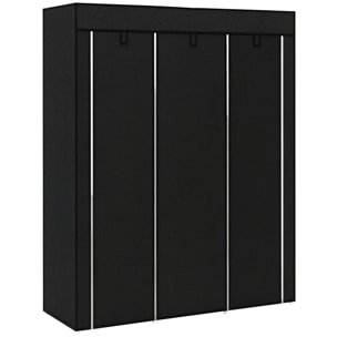 Armario de Tela Plegable, Armario Portátil con 2 Barras para Colgar, 8 Estantes, Marco de Acero, para Dormitorio, Vestidor, 125x43x162,5 cm, Negro