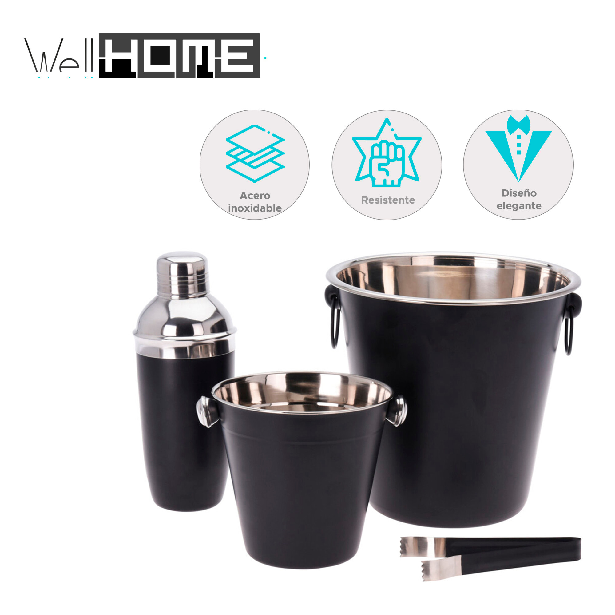 Set de 4 barras de acero inoxidable en negro mate