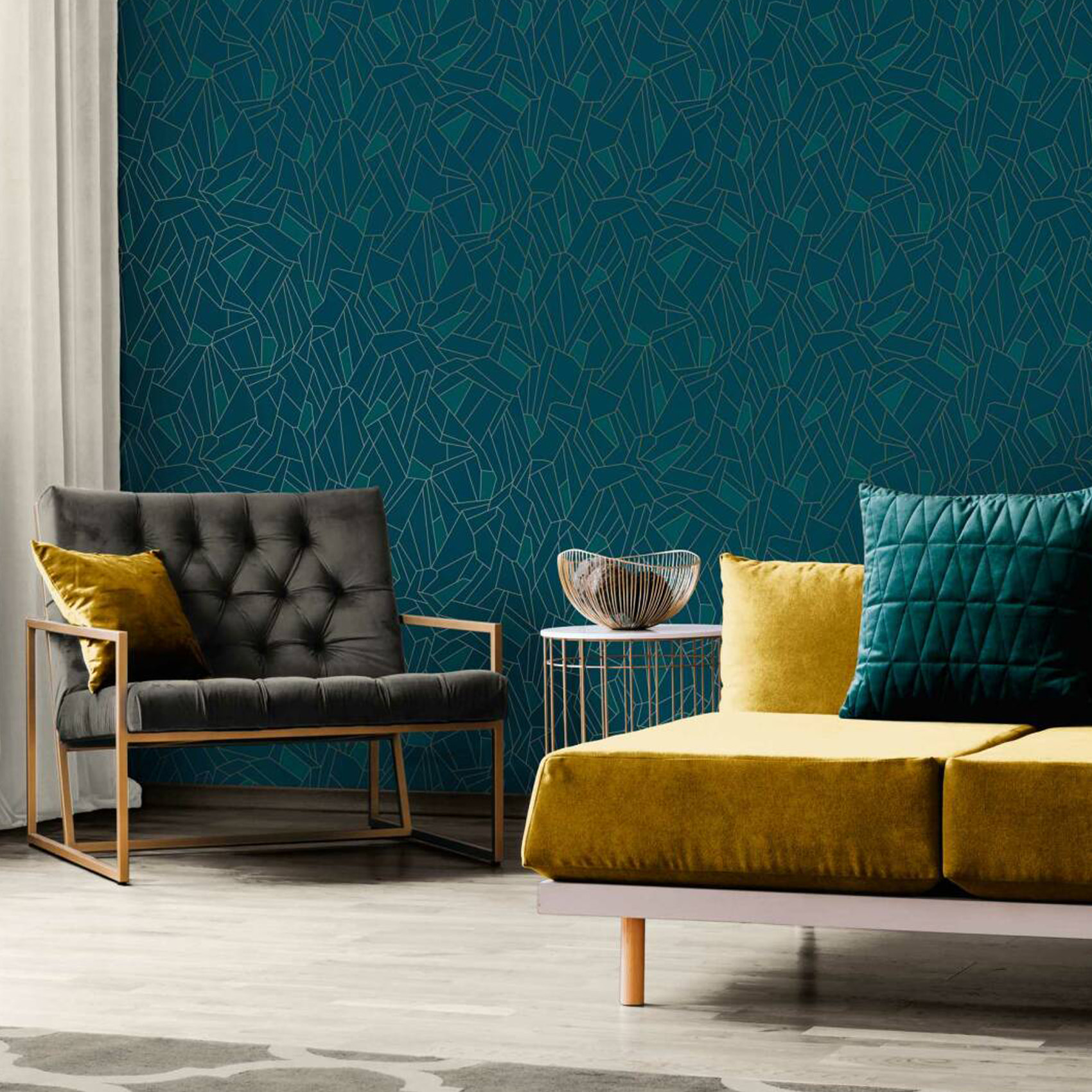 Papier peint kaleido - Bleu