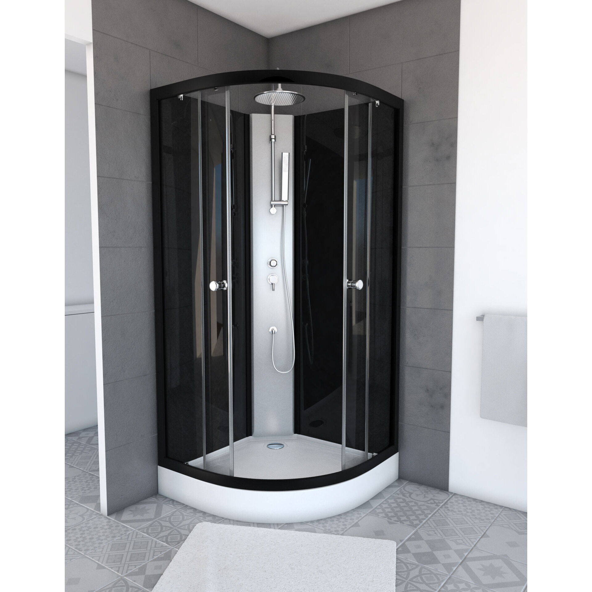 Cabine de douche 1/4 de cercle 85x85x225cm - NEBULA