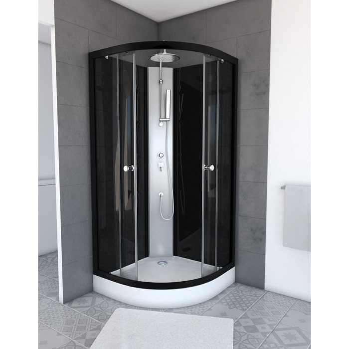 Cabine de douche 1/4 de cercle 85x85x225cm - NEBULA
