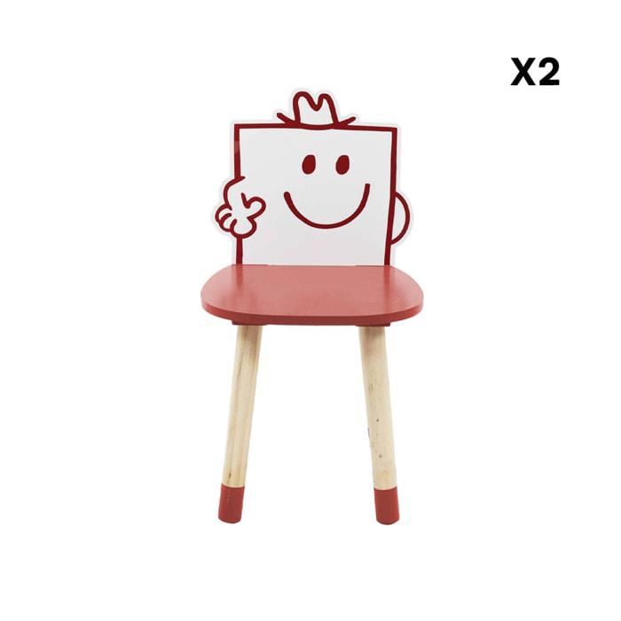 Lot de 2 chaises enfant collection Monsieur/Madame - Monsieur Costaud Pierre. rouge