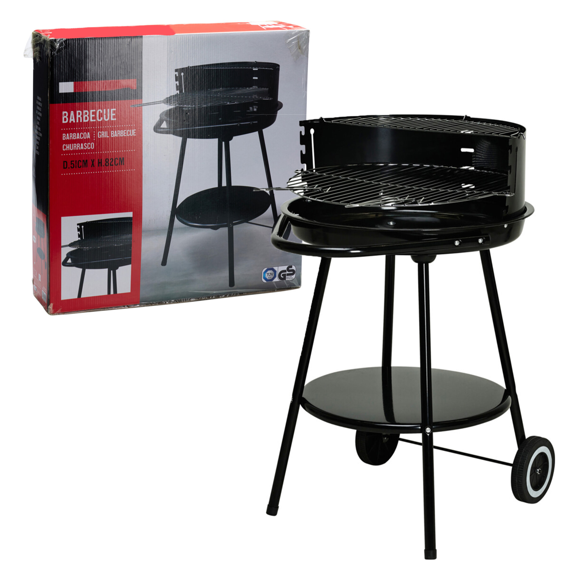 Barbacoa redonda Vaggan de 51cm con cuenco esmaltado y accesorios