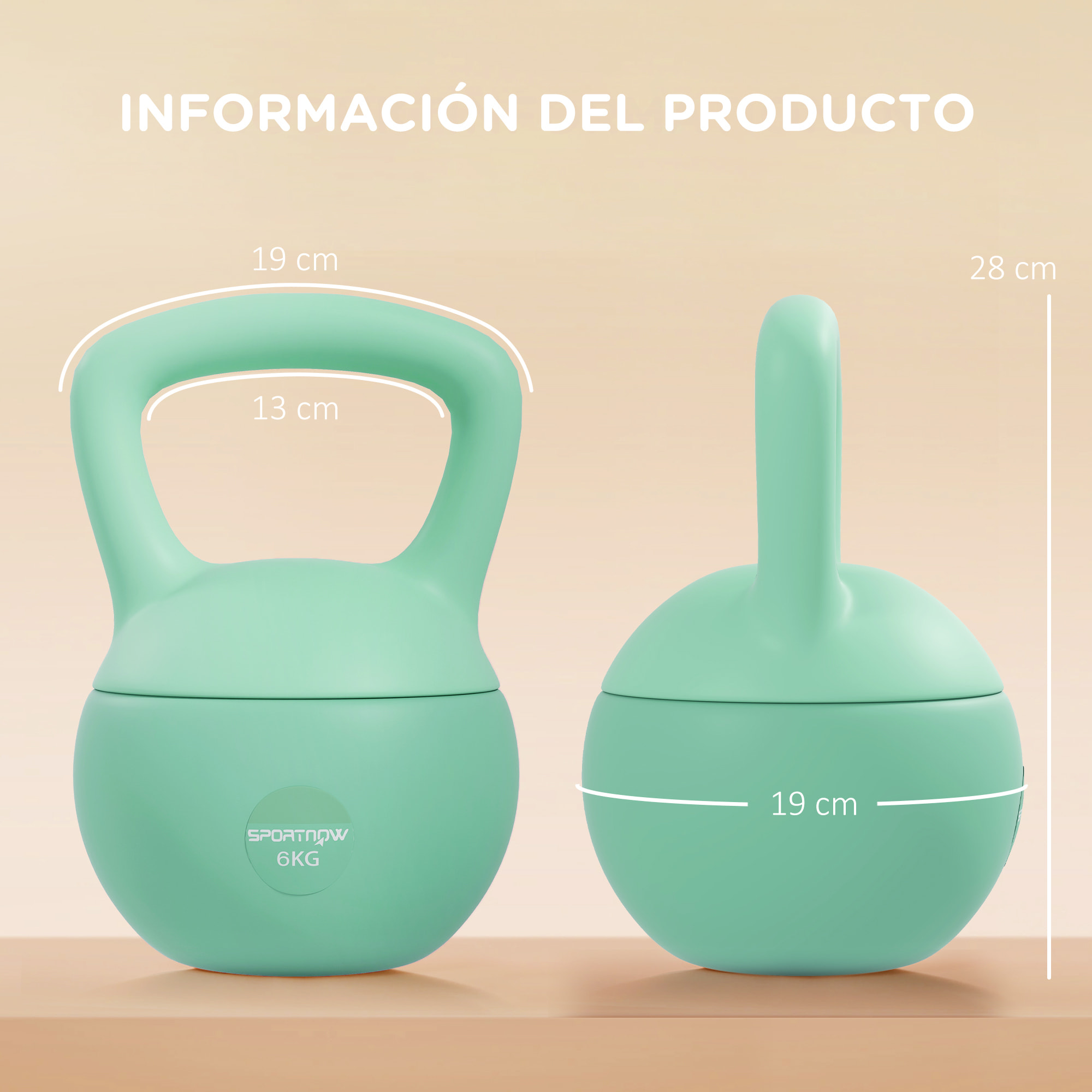 Pesa Rusa 6 kg Kettlebell Relleno de Arena Metálica y Mango Antideslizante para Entrenamiento Culturismo en Casa Gimnasio Verde