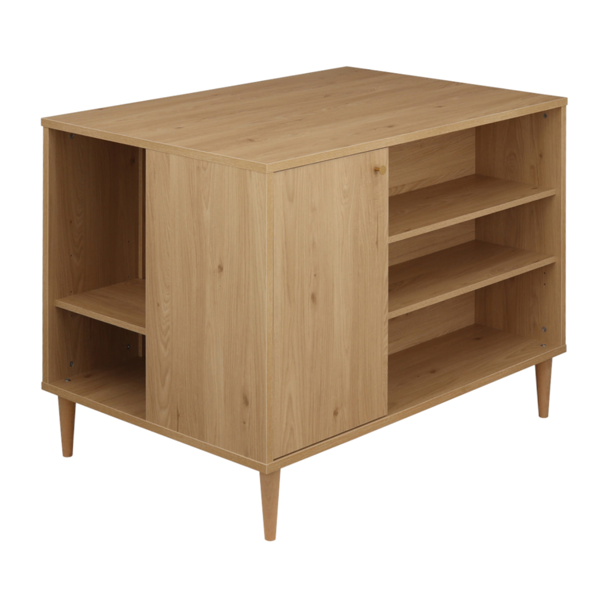 Commode-îlot bébé décor bois chêne suave avec rangements 3 faces