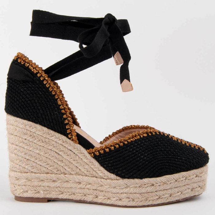Alpargata De Cuña - Negro - Altura: 8 Cm