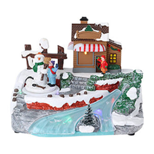 Escena invernal decorativa con movimiento y luces led - 2 diseños (surtido)