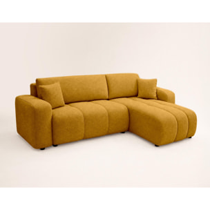 Nicole - canapé d'angle réversible 4 places convertible avec coffre en tissu - Jaune