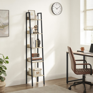 Libreria a scala industriale Sonoma con 5 ripiani in acciaio nero