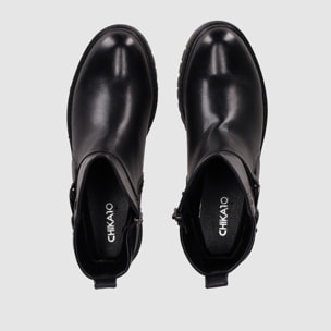 Botines de Piel Sintética - Negro - Tacón: Bajo