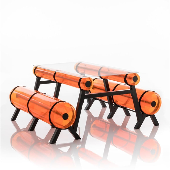 Table XL en aluminium et PVC Orange
