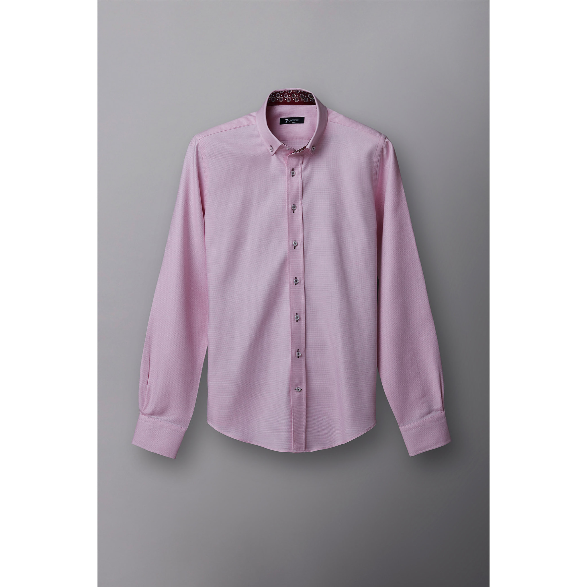 camicia uomo 1 bottone button down slim Armaturato Fantasia Lilla