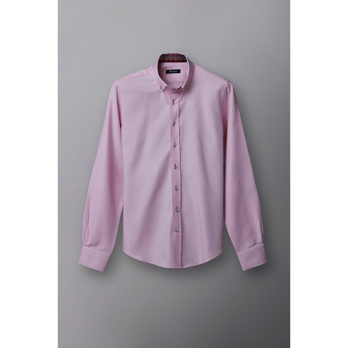 camicia uomo 1 bottone button down slim Armaturato Fantasia Lilla