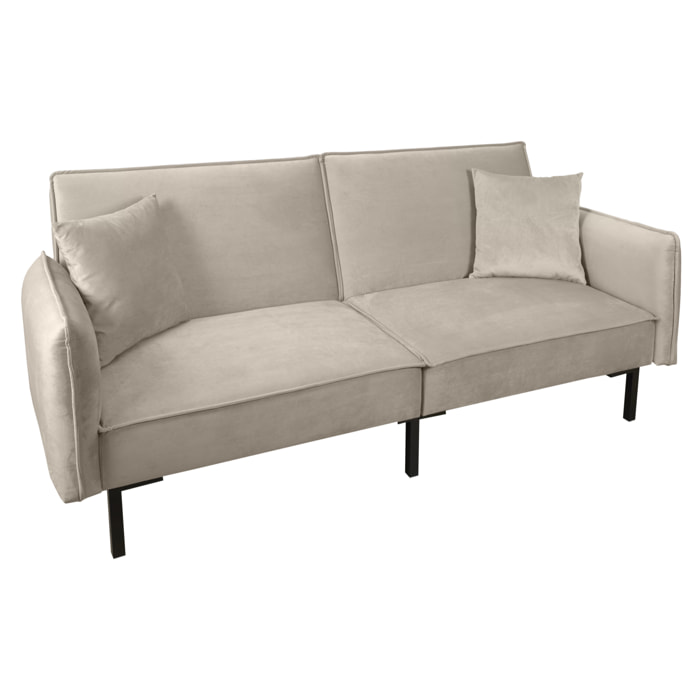 Canape Convertible Velours Taupe