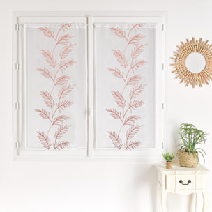 Paire voilages avec motif feuilles brodées - Terracotta