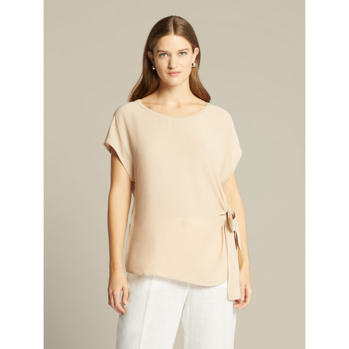 Elena Mirò - Camiseta con nudo en el lateral - Beige