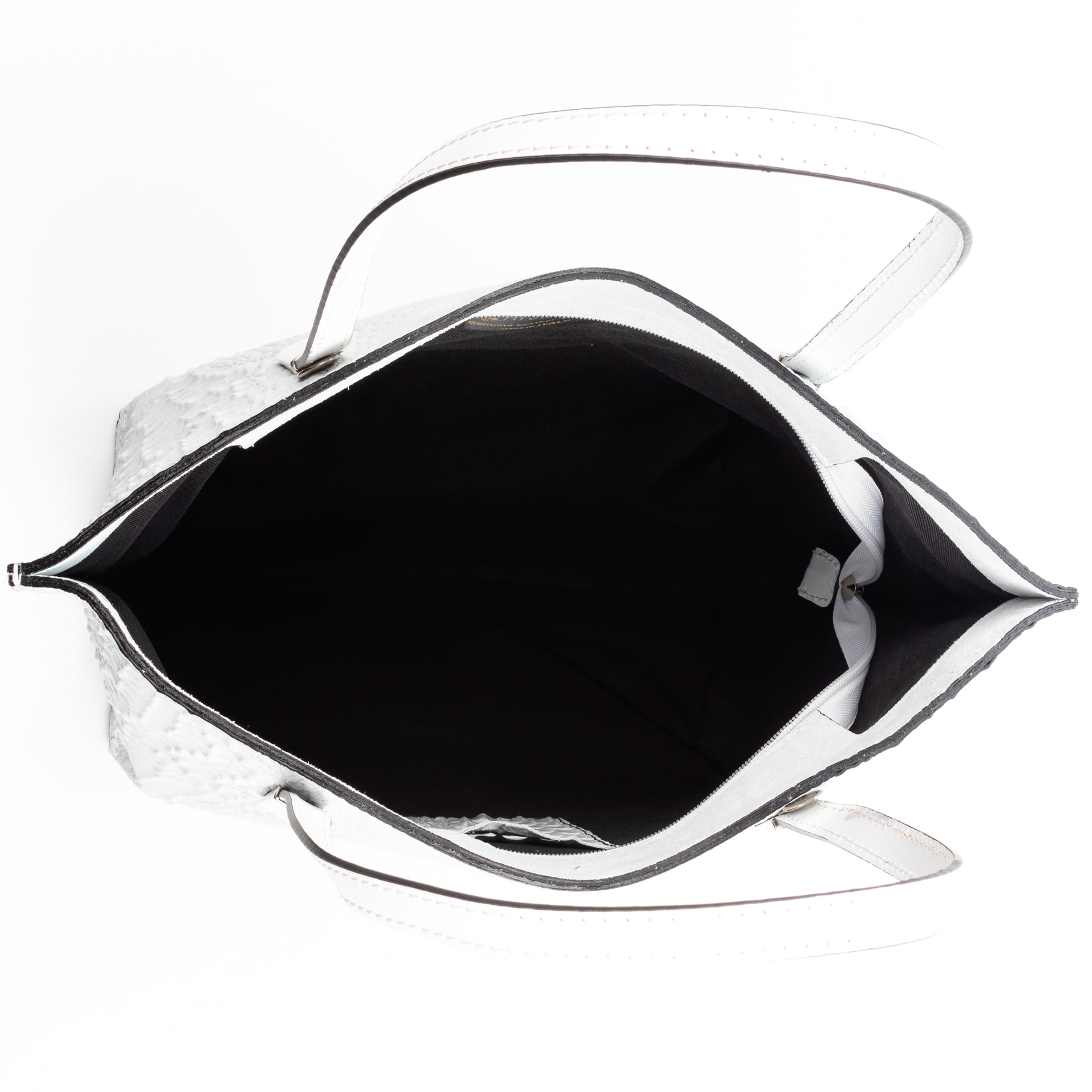 Borsa Ada da donna. Vera pelle scamosciata goffrata coccodrillo.