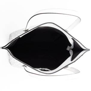 Borsa Ada da donna. Vera pelle scamosciata goffrata coccodrillo.