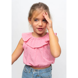Top de Niña Volante Rosa