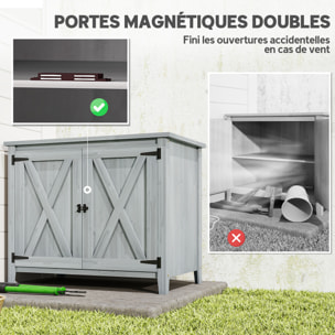 Armoire de jardin en bois 2 portes étagère 110 x 60 x 88 cm gris