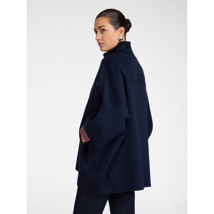 Elena Mirò - Cappa in double con collo alto - Blu