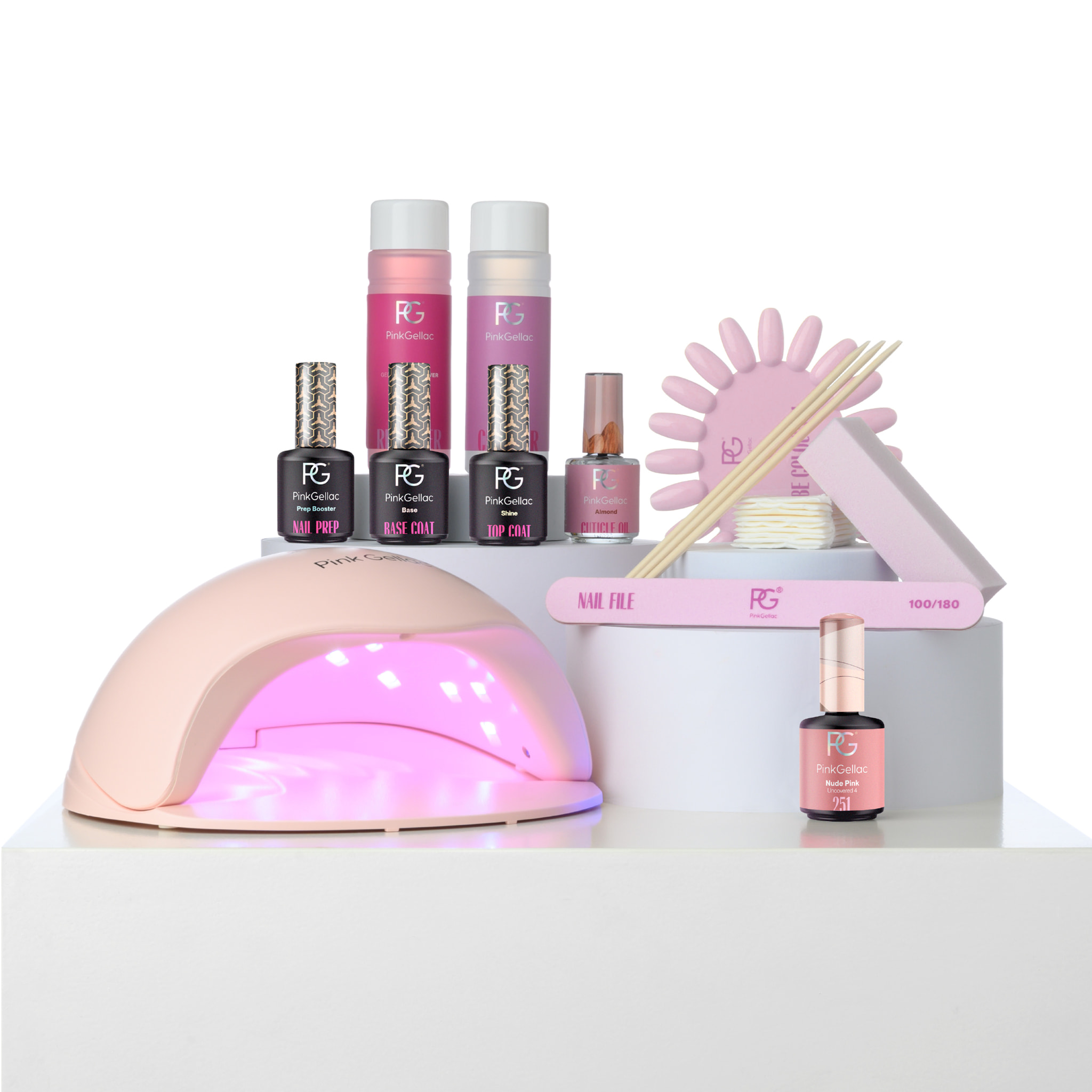 Kit de manucure avec lampe UV LED rose