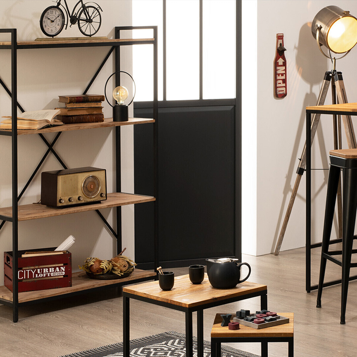 Tables gigognes "Edena" - métal & bois d'acacia