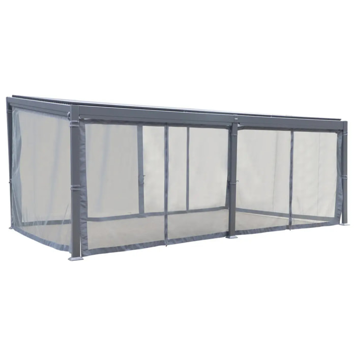 Moustiquaire pour pergola bioclimatique "Avila" graphite 6 x 3,5m en polyester