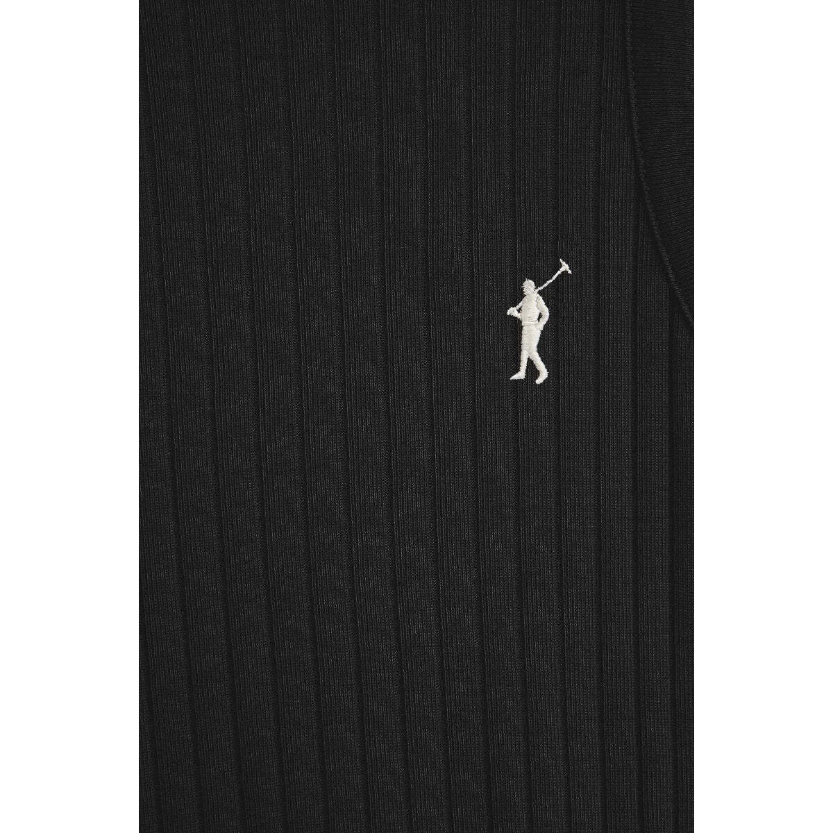 Canotta nera a coste slim fit e ricamo Rigby Go