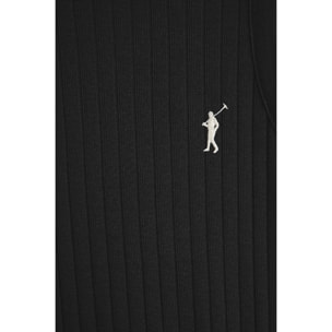 Canotta nera a coste slim fit e ricamo Rigby Go