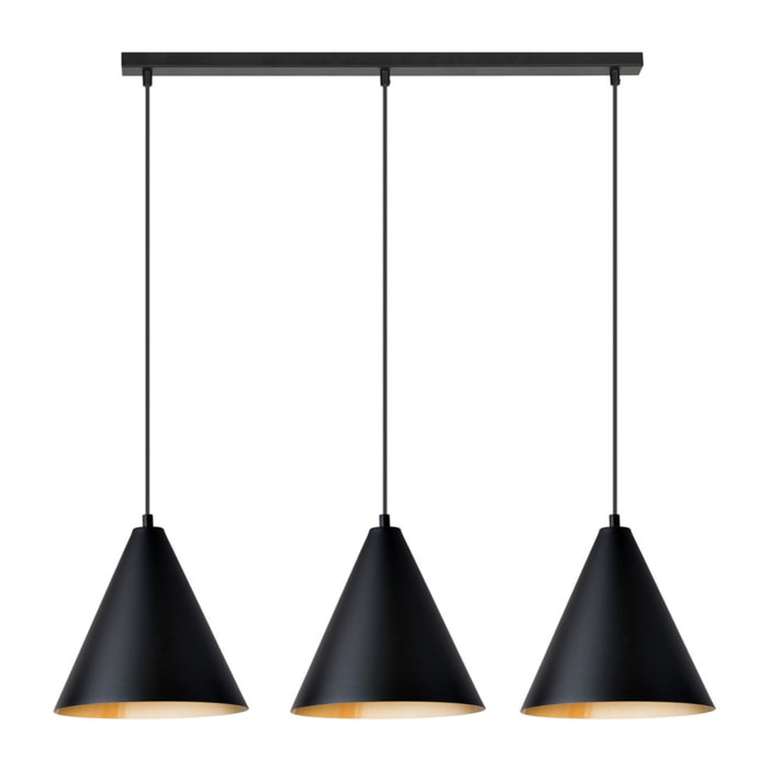 Lampada a sospensione REBEL in acciaio nero e oro