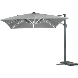 Parasol jardin déporté led alu "Sun 3 Luxe" 3 x 3 m - Gris