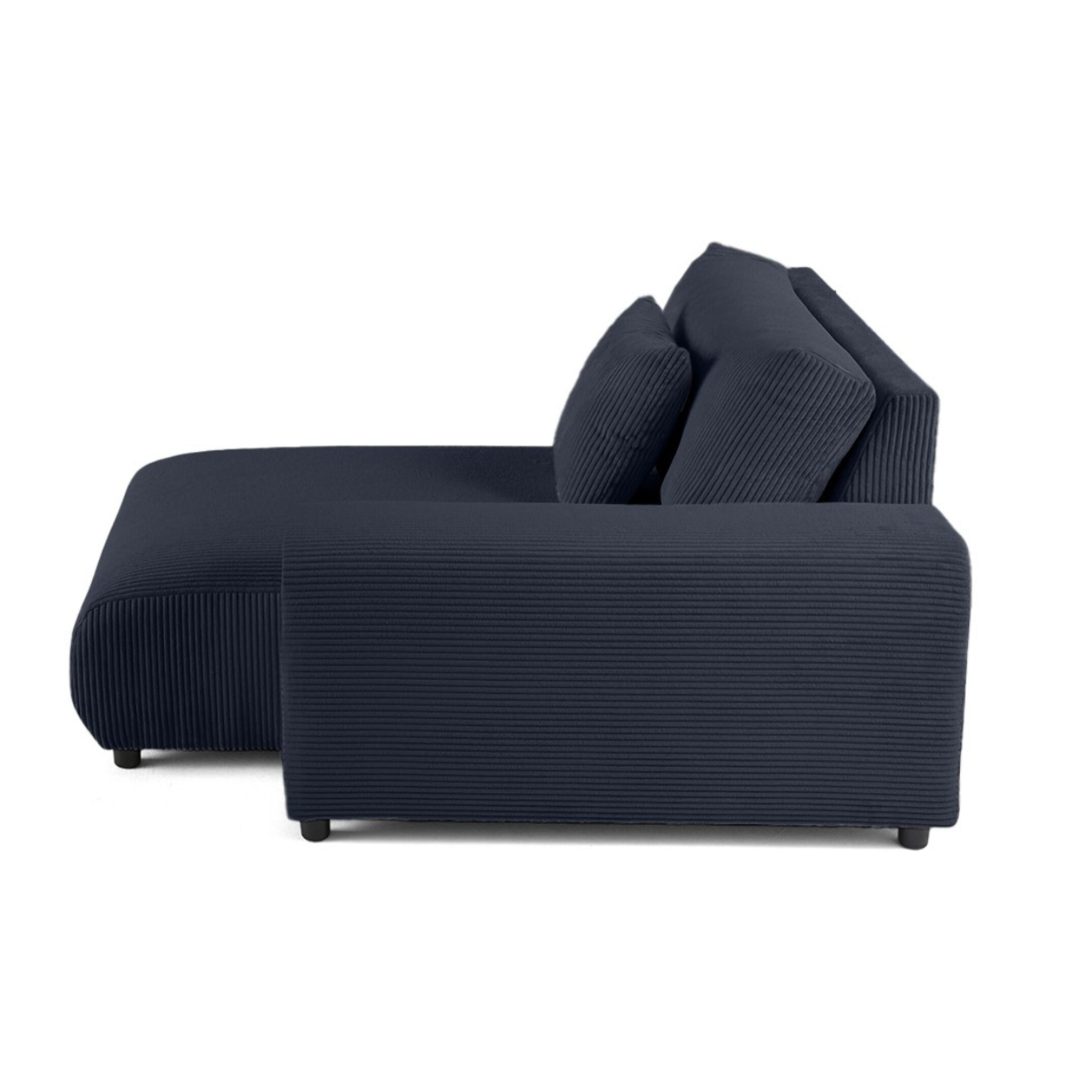 Garance - module d'assise méridienne droit - en velours côtelé - Bleu nuit