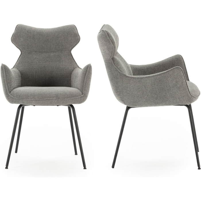 Lot de 2 fauteuils de table en tissu - ICONIC