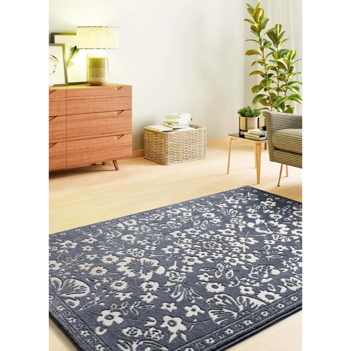 AMARA Alfombra clásica con relieve Azul, varias medidas disponibles.
