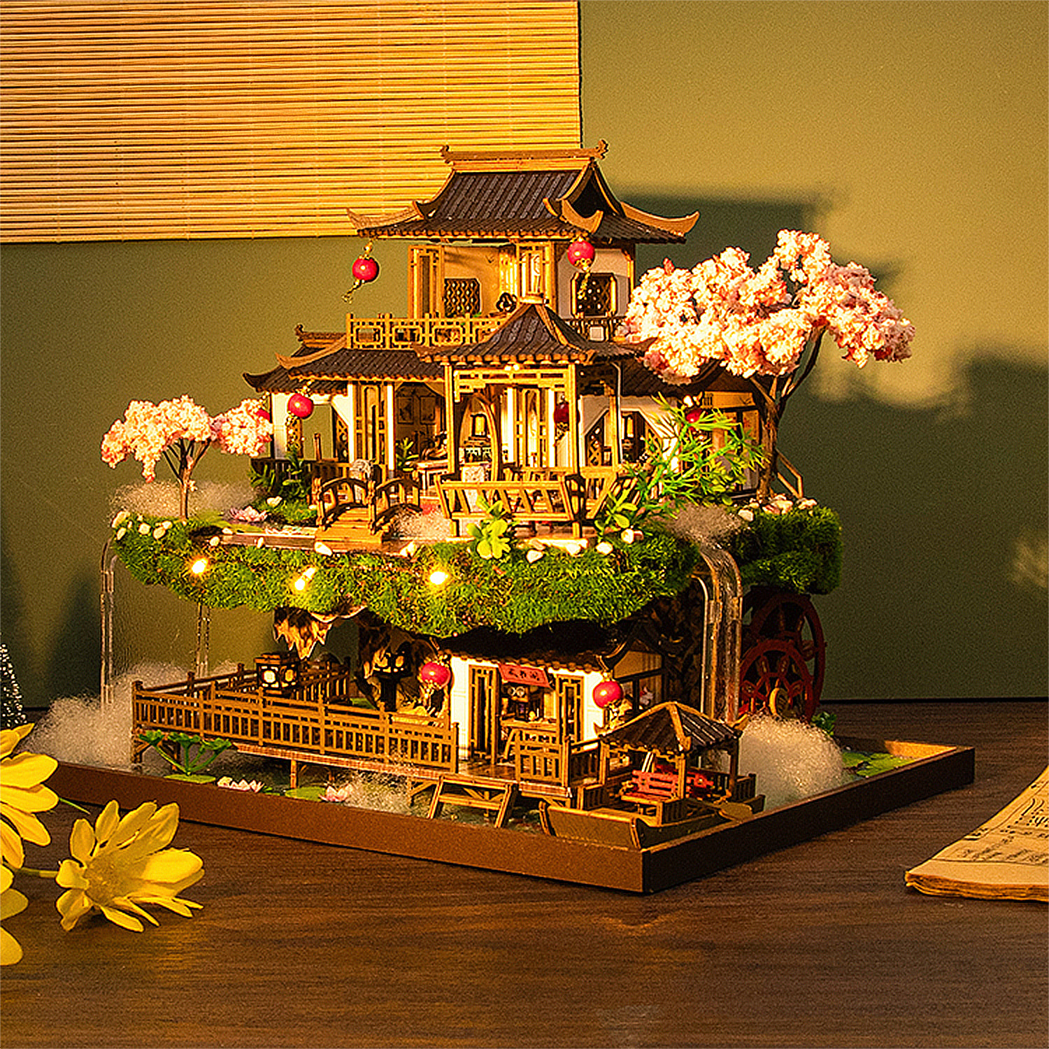 País de las hadas. Maqueta de madera, diseño 3D realista con gran detalle y luces led.