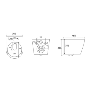 Pack WC Bati-support Geberit Duofix + WC sans bride SAT Infinitio Noir mat + Abattant frein de chute + Plaque Delta 50 Noire mat