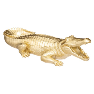 Statuette crocodile - doré - résine H11 cm