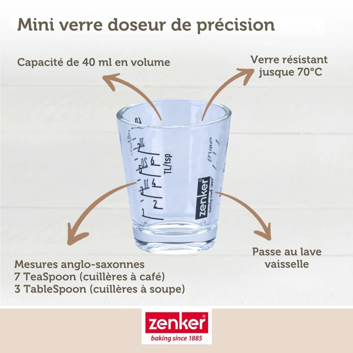 Mini verre mesureur en verre 40 ml Zenker