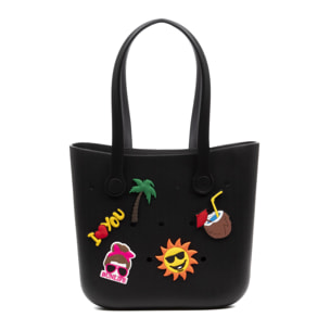 VillaPoma bolso Shopper de playa , de goma EVA con asas largas y charm decorativos