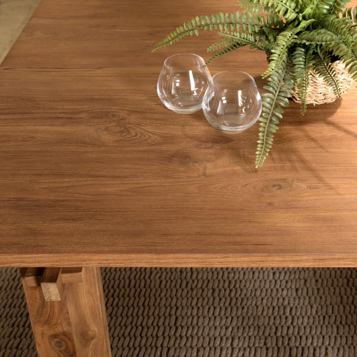 ALIDA - Table à manger rectangulaire 220x90cm en bois de teck recyclé