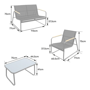 Salon de jardin en textilène 4 places noir TENERIFE