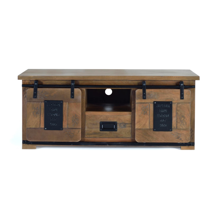 Mueble TV de Madera de Mango 130 Cm Estilo Industrial