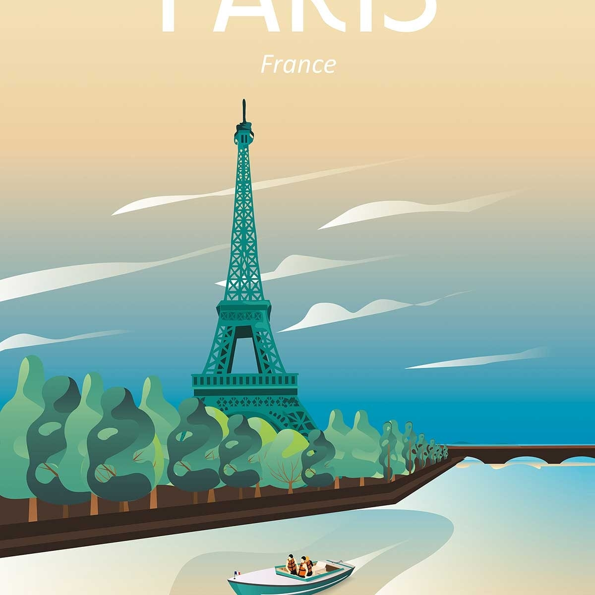 Affiche ville voyage à Paris Affiche sous cadre noir