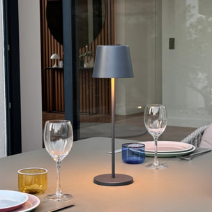 6 Lampes de table KELLY Gris H38cm + base de chargement