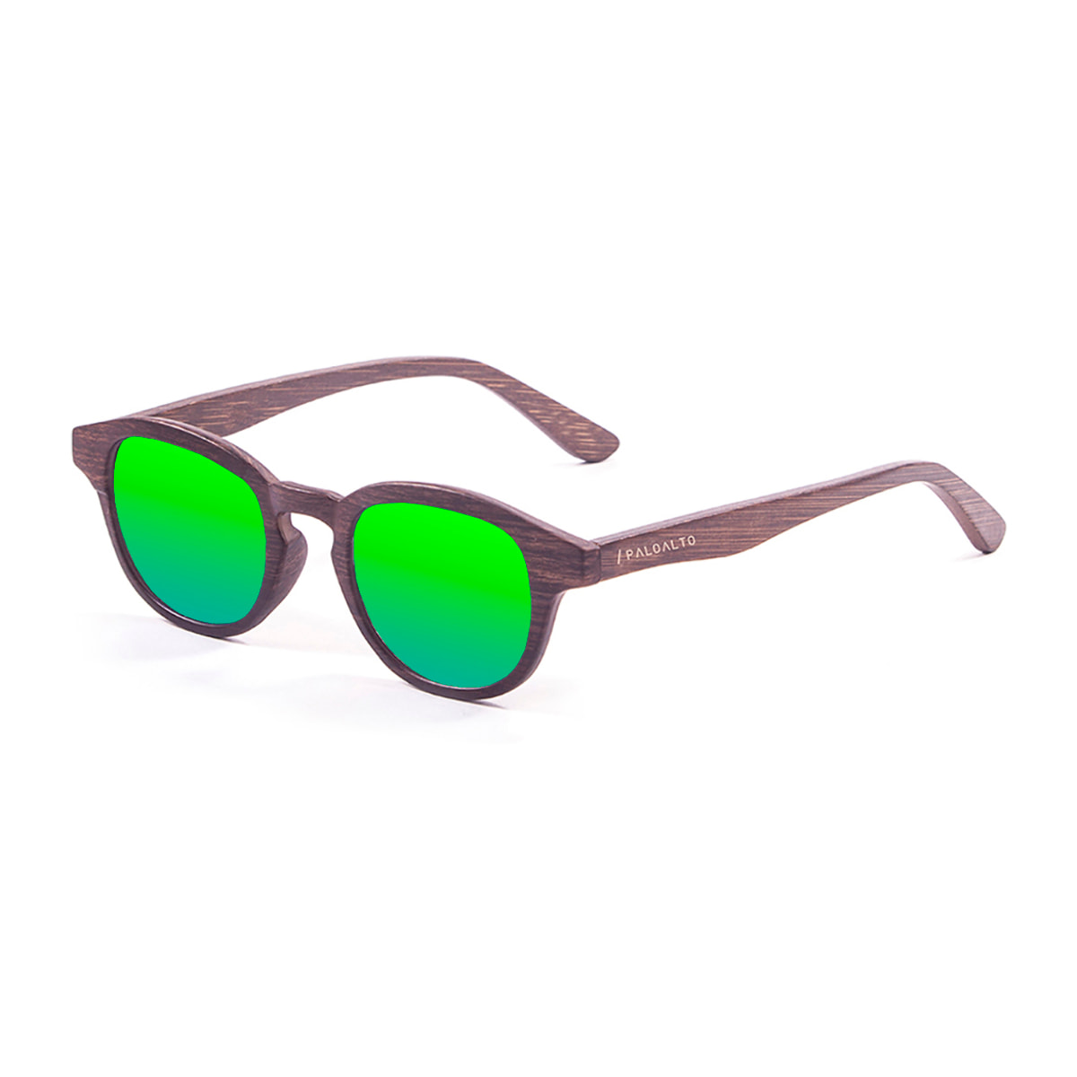 Gafas de sol PALO ALTO LAGUNA BEACH WOOD - Marrón oscuro / Revo verde y patilla marrón bambú