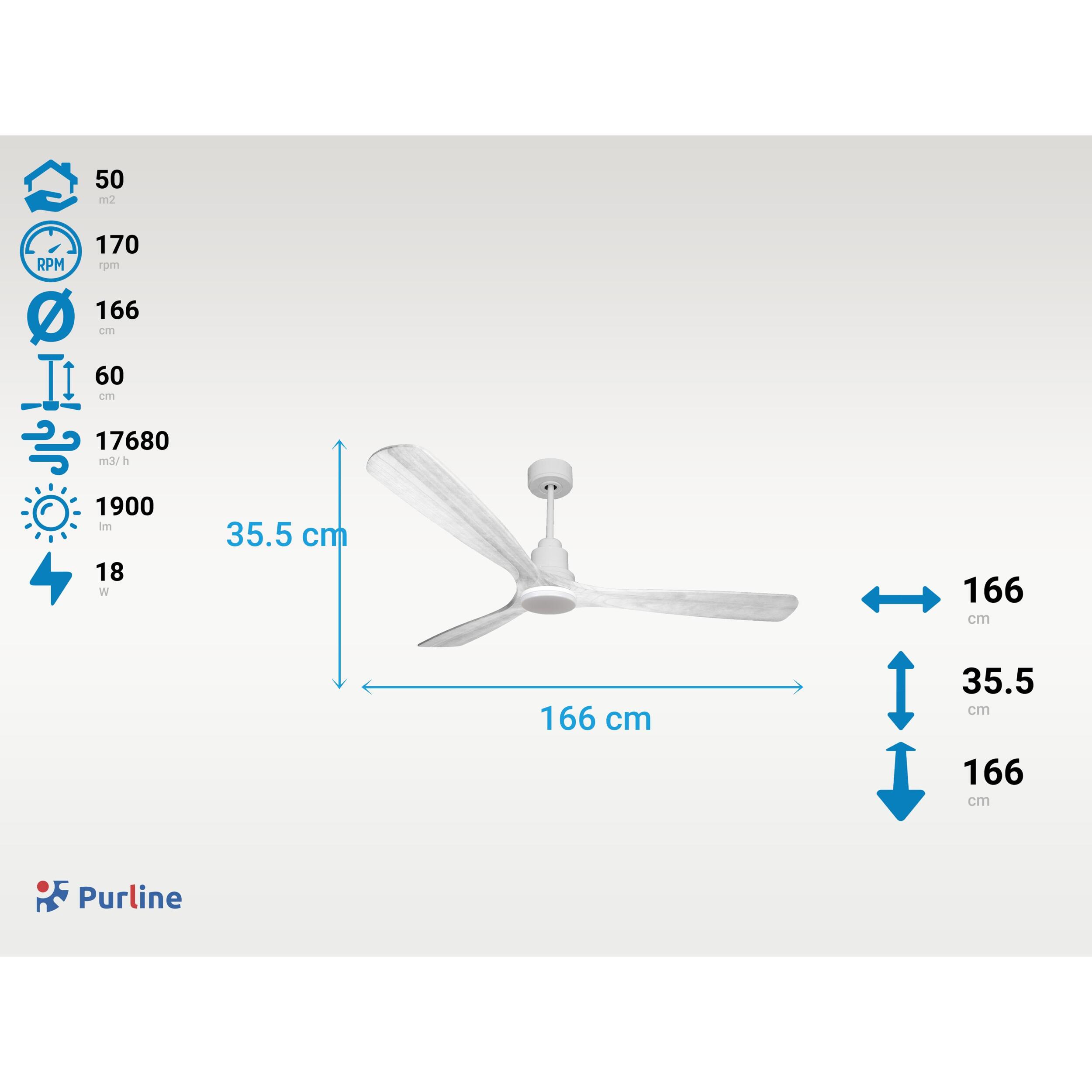 Ventilateur de plafond Réversible  Thermostat Dimmable Wifi Moteur à courant continu Toits en pente Télécommande Lumière à trois tons Hypersilence Mémoire