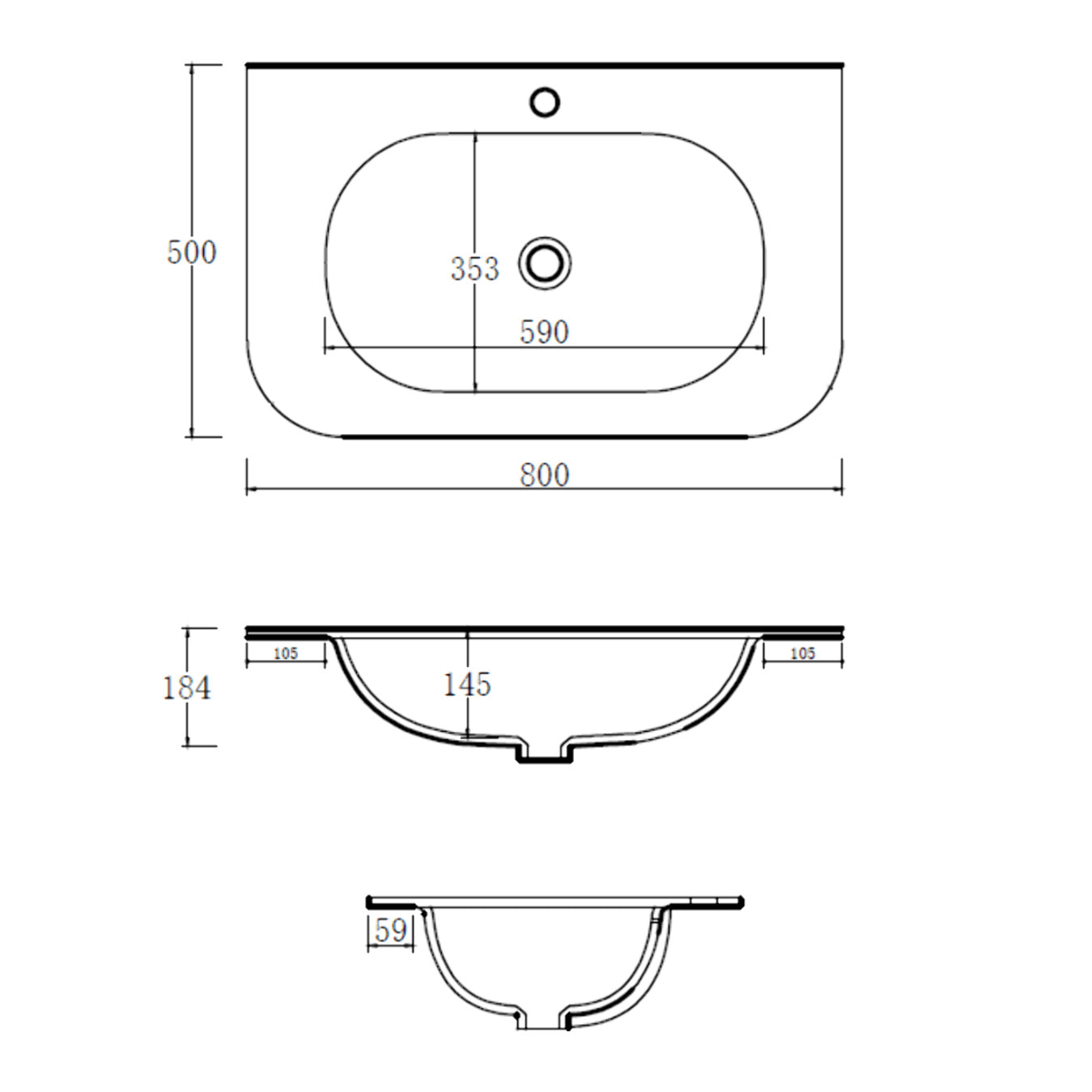 MOBILE DA BAGNO ARGO 80CM ROVERE PURO - 3 PEZZI