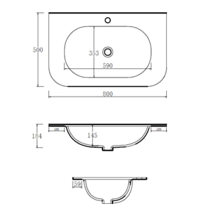 MOBILE DA BAGNO ARGO 80CM ROVERE PURO - 3 PEZZI