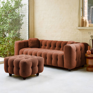 Pouf. module pour canapé. repose-pieds pour canapé 3 places en bouclette texturée terracotta L 69 x P 59 x H 48cm - Leon